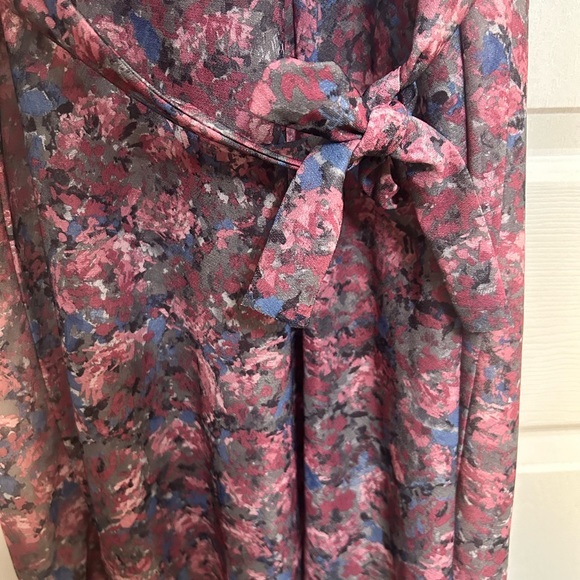 Vintage Nancy II Purple Floral Dress Size 14 USA Made Collared‎ Belt Tie - Picture 5 of 9